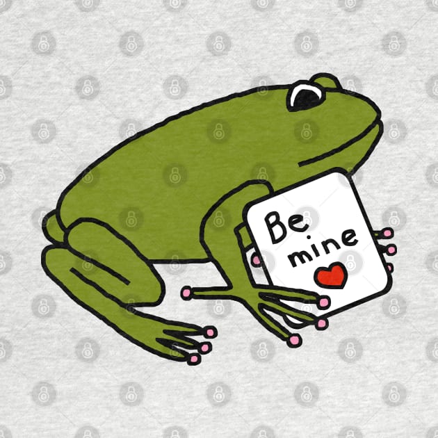 Green Frog says Be Mine on Valentines Day by ellenhenryart